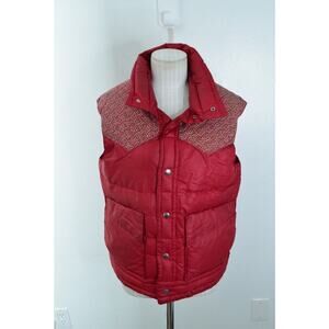 Vtg Holubar Red Pink Down Puffer Vest Size Small Floral Western Yoke Gorpcore